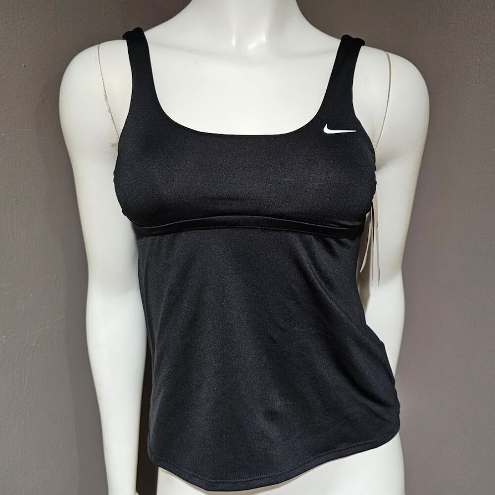 Nike  Essential Scoop Neck Tankini Swim Top Black XS - Picture 2 of 9